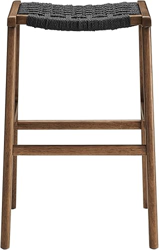 Miniatura 6 de Modway EEI-6550-WAL-BLK - Taburete de bar de madera Saorise, juego de 2, color negro nogal
