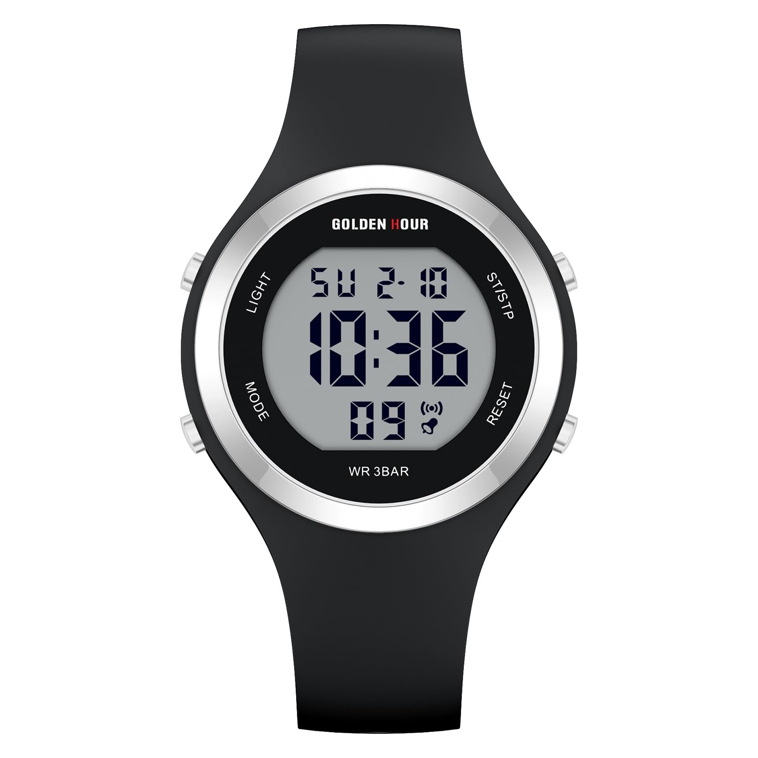GOLDEN HOUR Orologio digitale da donna Cronografo sportivo impermeabile 5 ATM cinturino in silicone Sportivo ed elegante Orologio da donna con data Quadrante luminoso di facile lettura