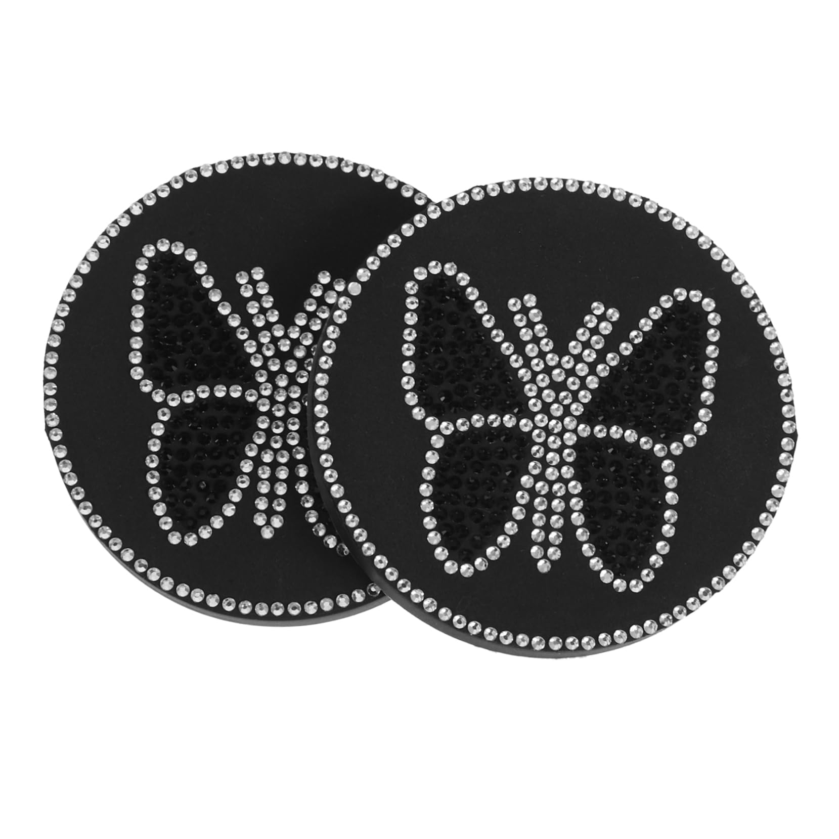 Cabilock Car Coasters Tea Coasters Set Butterfly Rhinestones Non-Slip Mats for Automotive Accessories