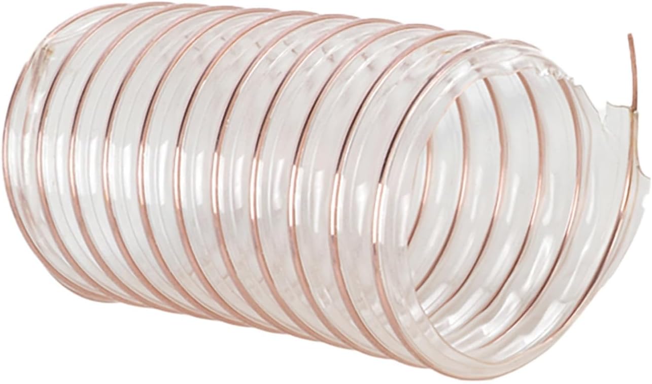 Flexible PU Polyurethane Dust Collection Hose Clear Reinforced Vacuum Hose With Coated Wire Helix Ideal For Workshop, Garage, And Dust Collector Systems(L 10m(33 Ft),Dia-60MM (2.4 Inch))