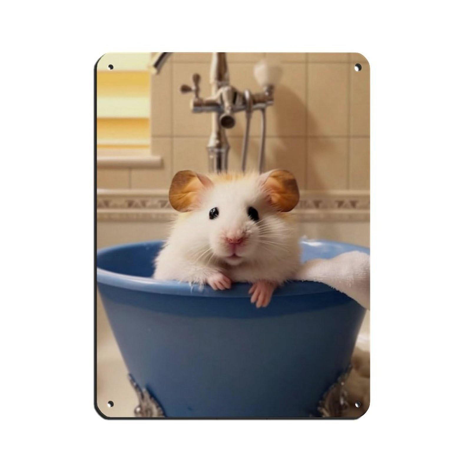 Lxwnze 30L X 40W Cm Hamster Bathroom Art Poster Tin Sign Vintage Metal Pub Club Cafe Bar Home Wall Art Decoration Poster Retro 12X16inch(30X40cm)