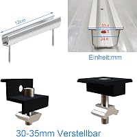 XIDA Napelem Rögzítő Készlet 12 cm - Fekete Eloxált Alumínium Tartókonzol 30-35 mm-es Keretekhez, Trapézlemez és Lapostető Szereléshez, 2 Pa 5