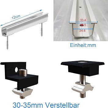 Solar Panel Mount Kit 12 cm and Accessories Black Anodised 30-35 mm