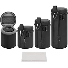 Arvok Lens Bag 4 Sizes Neoprene Lens Bag Waterproof Protective Bag for Camera Lens 15 mm Thick Water-Repellent and Shock Absorbing for DSLR Camera Lens Black