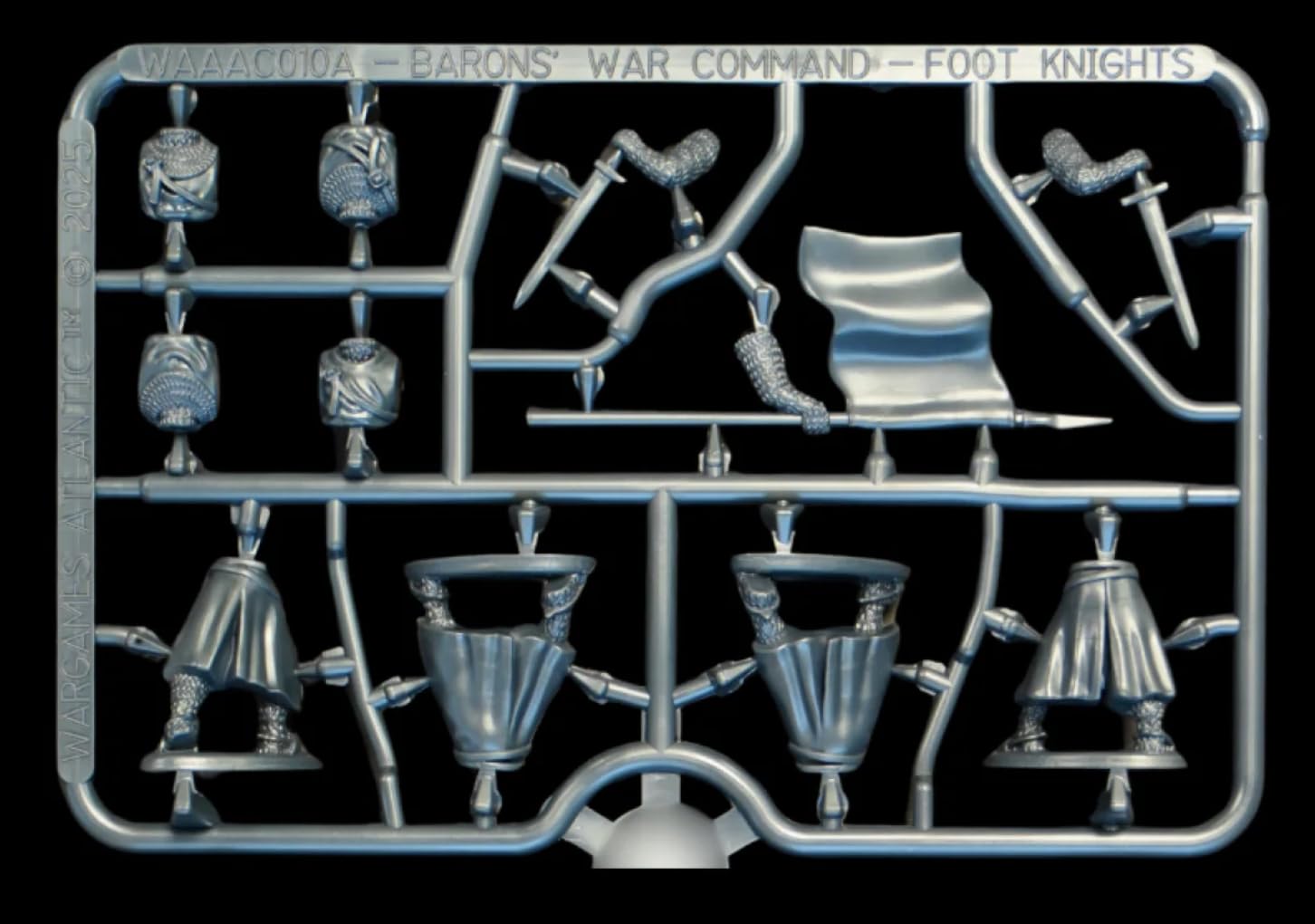 Wargames Atlantic, The Age of Chivalry, Foot Knights Command (1150-1320), Miniaturen im Maßstab 28 mm