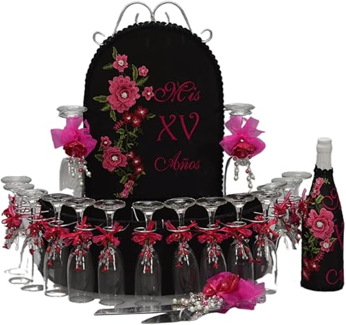 A&C Quinceañeras and More Accessories Quince Set Sweet Sixteen Accessories Quinceanera Gifts Quinceanera Decorations (16 Champagne glasses toasting