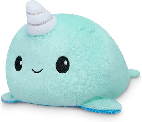 Miniatura 2 de TeeTurtle - El tiburón reversible original + peluche de narval - Azul - Bonitos animales de peluche sensoriales que muestran tu estado de ánimo