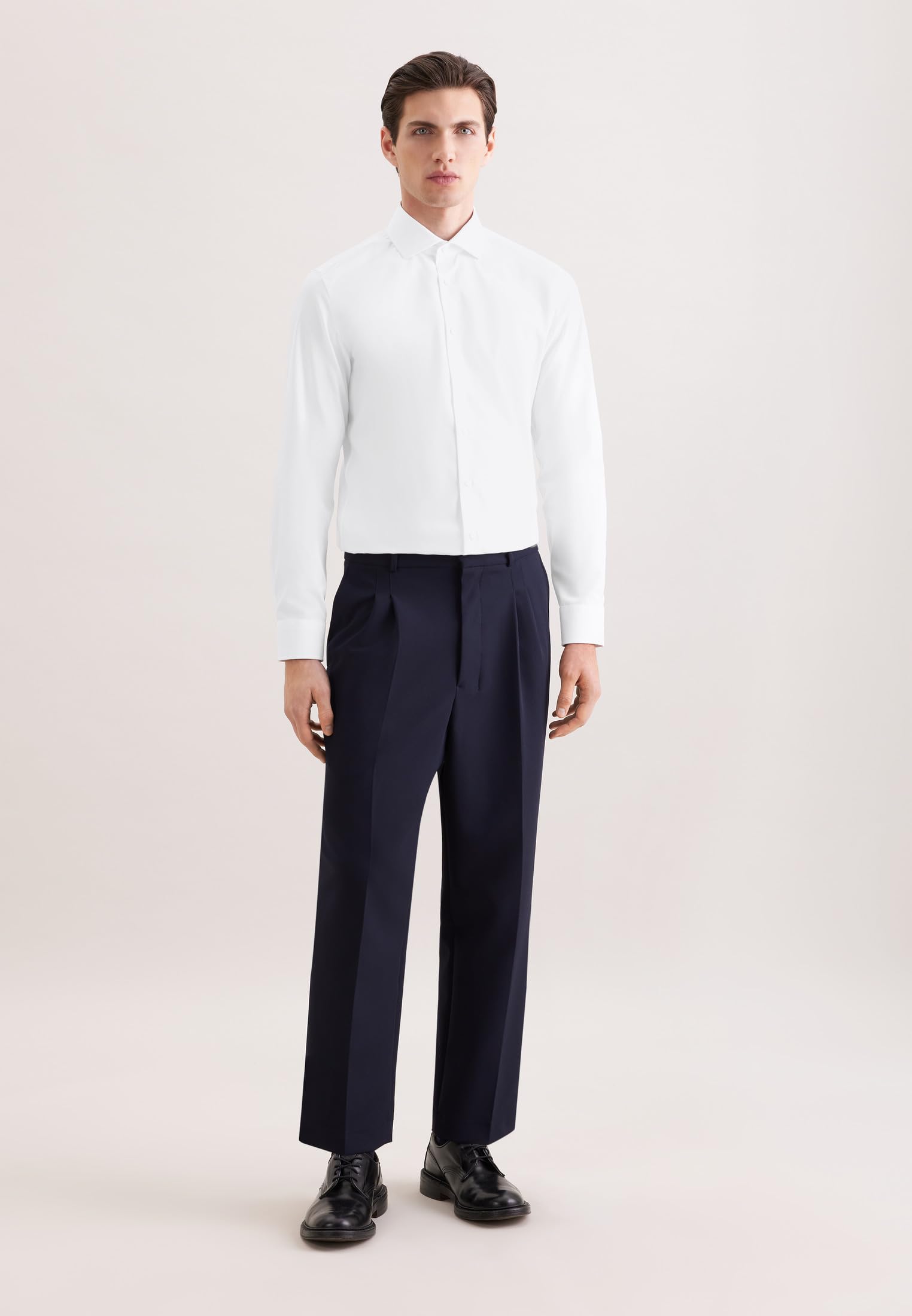 Seidensticker Męska koszula slim fit z długim rękawem popelina, biały, 40