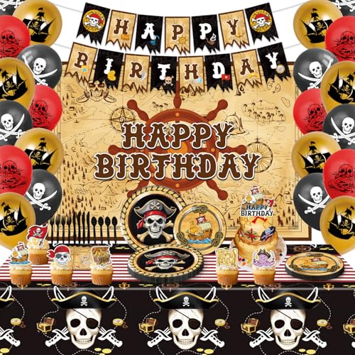 Heidaman 120Pcs Pirate Party Decorations，Pirate Birthday Decorations,Pirate Themed Party...