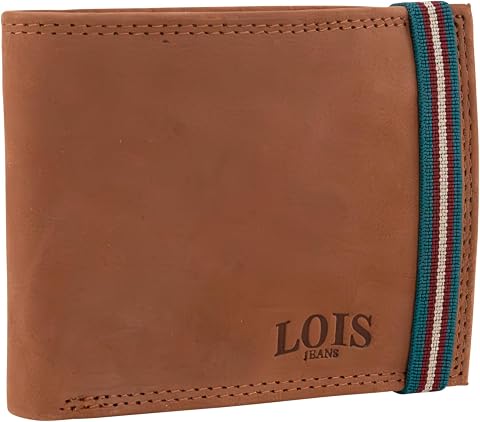 Lois - Cartera de Piel para Hombre - Cartera Hombre Piel con Monedero Interior y Tarjetero, diseño Slim, Cuero auténtico, Regalo Elegante. Proteccion RFID, Marron