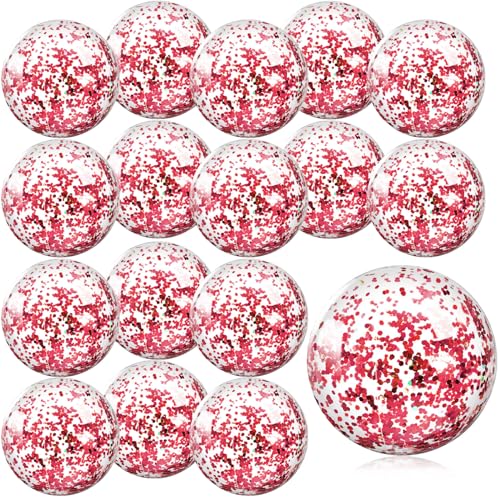 Whaline 16 Pcs 16'' Rose Gold Glitter Inflatable Beach Balls Round Pool PVC Balls Cute Game Toys for Summer Hawaiian Tropical Theme Beach Party Decorations Water Sand Game Accessories