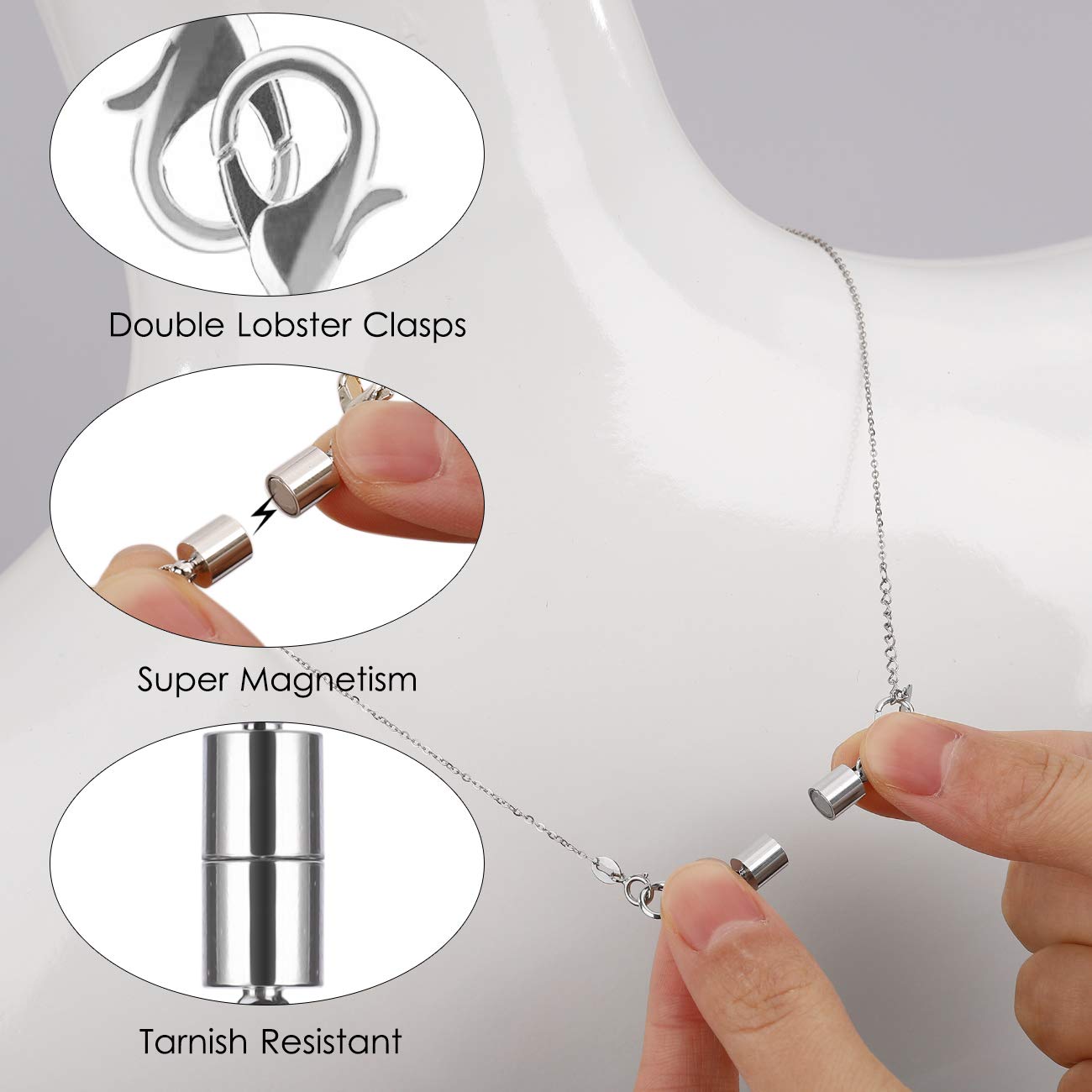 Xynovate 16 stuks magnetische ketting sluitingen en sluitingen, 4 stijlen extender magneet sluiting, magnetische sieraden sluitingen connector vergrendeling magnetische sieraden sluiting voor sieraden