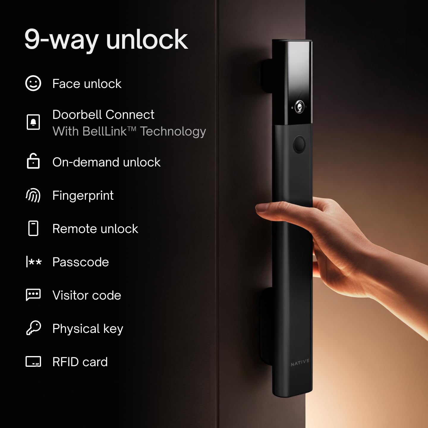 Native Lock Ultra by Urban Company | Smart Door Lock | Face Unlock | Live HD Video & 2-Way Talk | 9-Way Unlock & Doorbell Connect | 5 Bolt Strength | 3-Year Unconditional Warranty | Free Installation — Amazon image 14