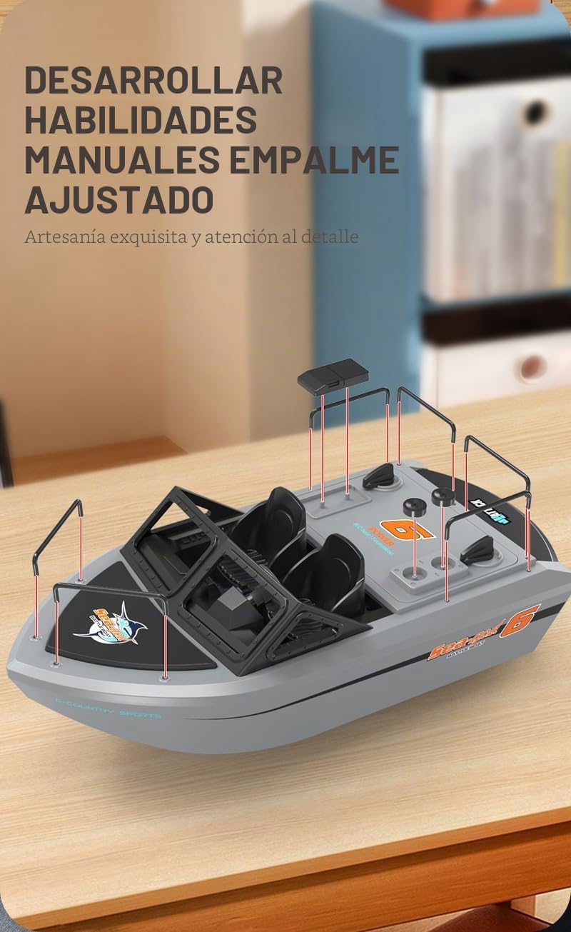 Mini barco RC para adultos, escala 1:12, 10 km/h, control remoto eléctrico, motor sin escobillas, lancha rápida de kart, lancha compacta e impermeable, para piscina y juego acuático en