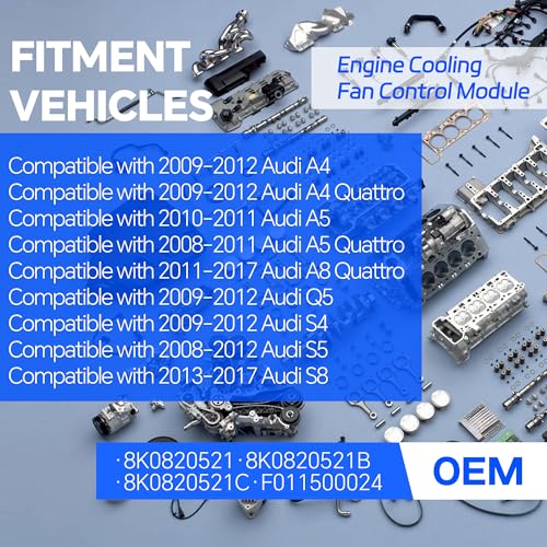 Image of Blower Motor Regulator 8K0820521 Compatible with Audi A4 /A5 /A8 /Q5 /S4 /S5 /S8 Replaces OE 8K0820521B 8K0820521C F011500024