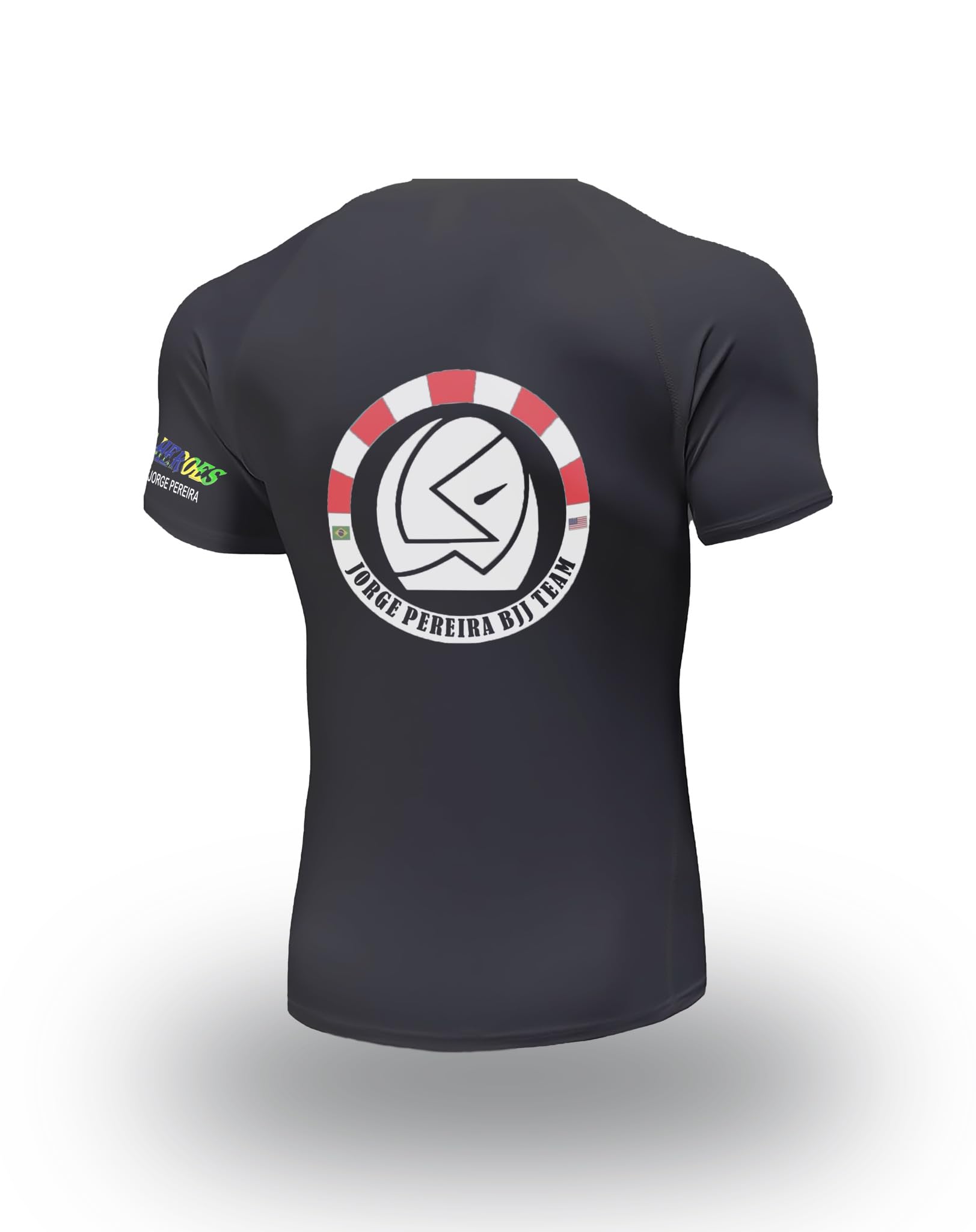 Rio Heroes Jorge Pereira BJJ Premium Durable Rash Guard, for GI & NO-GI, for Men & Women, Brazilian Jiu Jitsu Rashguard (US, Alpha, Medium, Regular, Regular, Black)