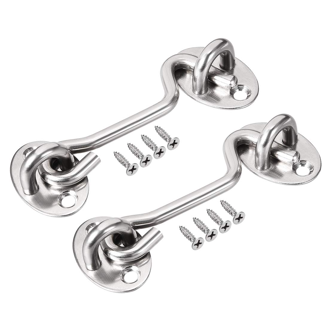 SFJSFIMQ Hook and Eye Latch Gate Bolt Lock,3" Cabin Door Swivel Window with Mounting Screws 2pcs Button