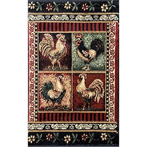 Lodge Rooster Style Doorway Mat Area Rug L-379 (2 feet X 3 feet 2 inch) Cover