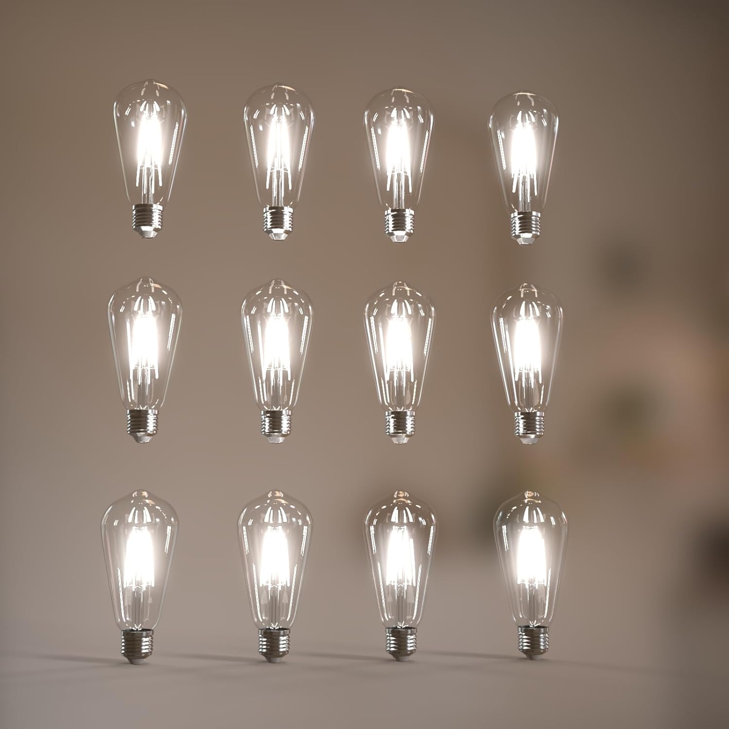 Jensense Edison Bulbs 6W E26 LED Bulb 60 Watt Equivalent, Vintage LED Light Bulbs CRI90+ ST19, Dimmable Clear Light Bulbs, 5000K Daylight Cool White 12 Pack