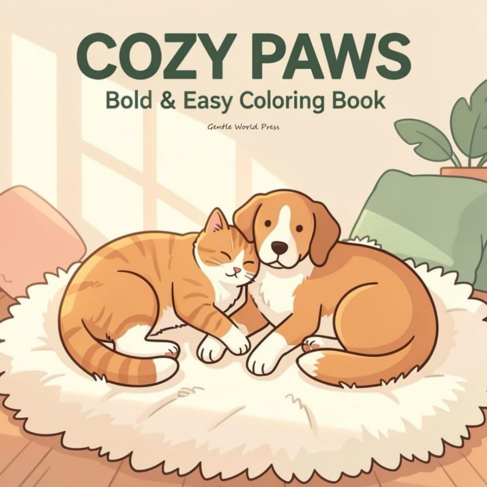 Cozy Paws: Bold & Easy Coloring Book