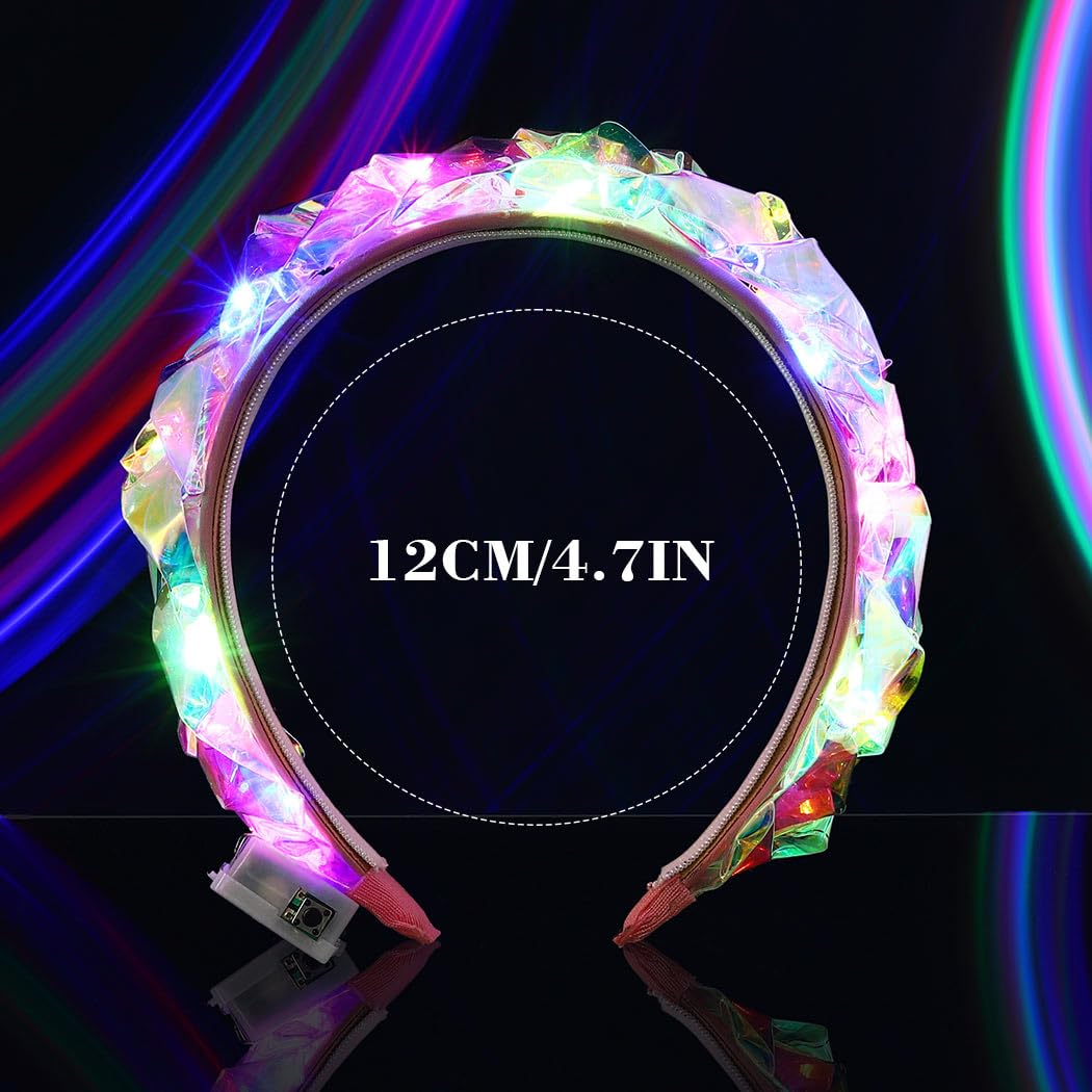 Zoestar Light Up Headband LED Headbands Glowing Rave Costume Hair Accessories for Women - Image 2