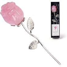 Rose Flower Gifts Natural Crystal Quartz Eternal Rose Flower Gift Set &ndash; Pink Forever Roses for Women Girlfriend Wife Mom Sister Grandma (Valentine's Day, Rose Day, Anniversary Keepsake)