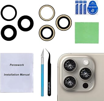 OEM Back Rear Camera Lens Glass Replacement for iPhone 15 Pro Max 6.7 inches with pre-Installed Adhesive and Reparing Toolkit