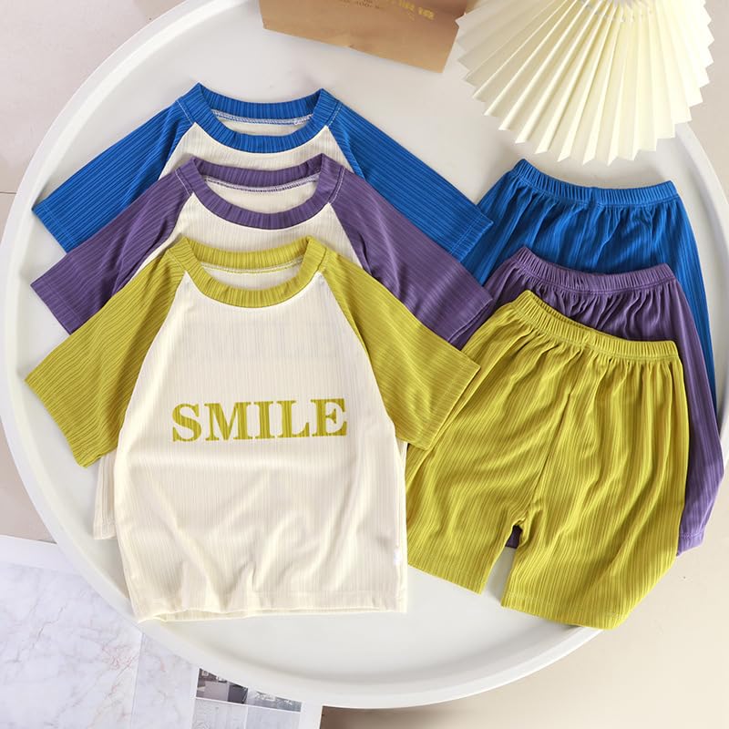Image of Bold N Elegant Kids Colorblock Half Sleeve Polyester T-shirt Shorts Summer Clothing Set for Infant Toddler Baby Boy Girl