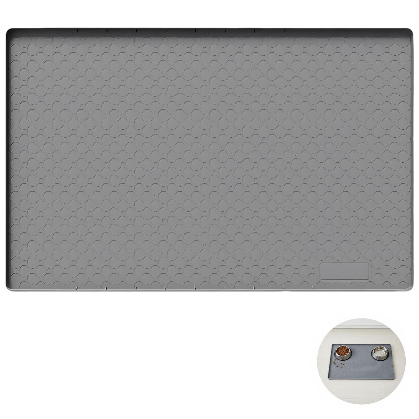 Générique Tapis Extra Large pour Gamelles d'animaux en Silicone, 86 x 56 cm, avec Rebords Surélevés, Antidérapant, Protège-Sol