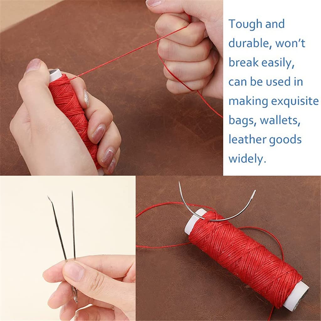 Kit de Costura de Cuero con Agujas de Ojo Grande, Hilo Encerado y Herramientas para Manualidades de Cuero.