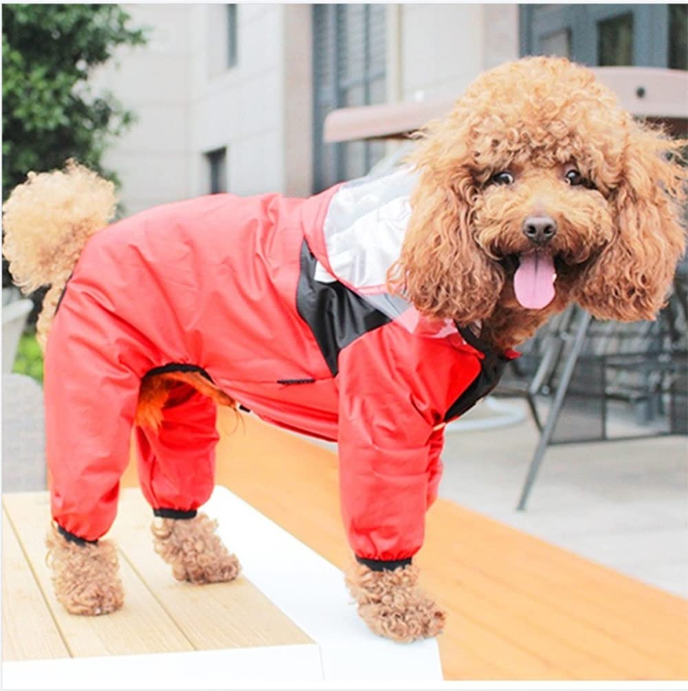 Impermeable para Perros, Mono Impermeable for Perros, Reflectante, Chaqueta con Capucha, Ropa for Exteriores for pequeños, Suministros for Mascotas(Red,XS)
