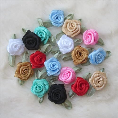 Miniatura 7 de 200 unidslote mini lazos de cinta rosas flor raso rosetas tela artificial ornamento apliques costura artesanía bricolaje hecho a mano boda