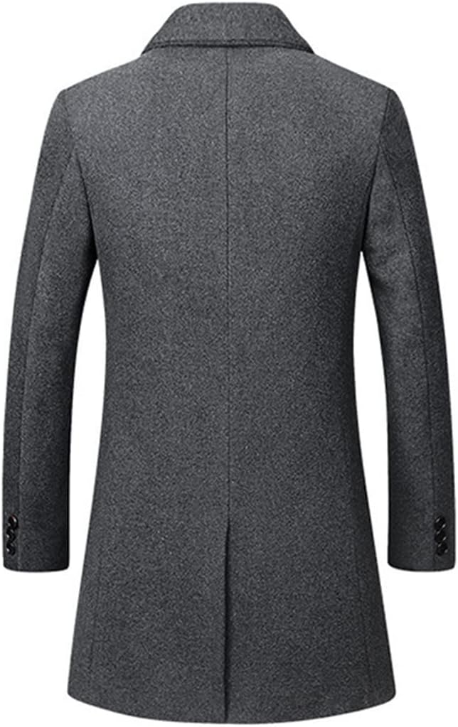 Winter Wool Jackets Men Wool Blends Casual Slim Outwear Black Wool Long Trench Coat