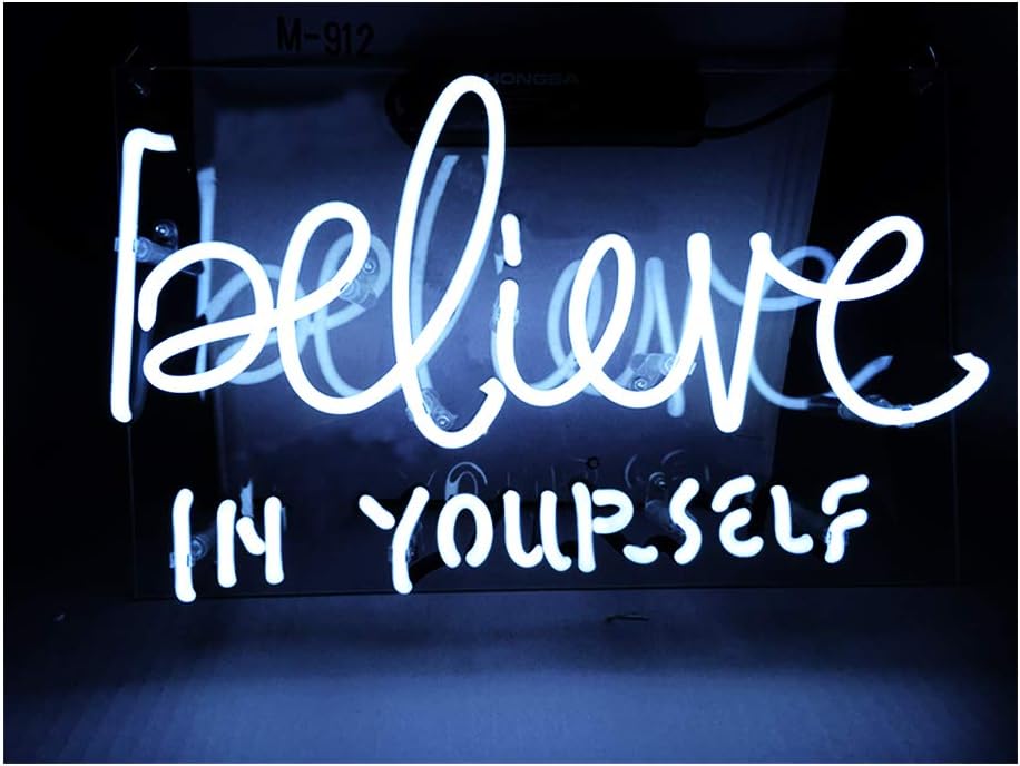 CEOSEI Neon Signs Believe in Yourself Handmade Real Glass Tube Neon Lights Sign for Home Decor or Bar Wall Neon Light Sign Provides Light for Parties, Living Spaces, or Restaurants