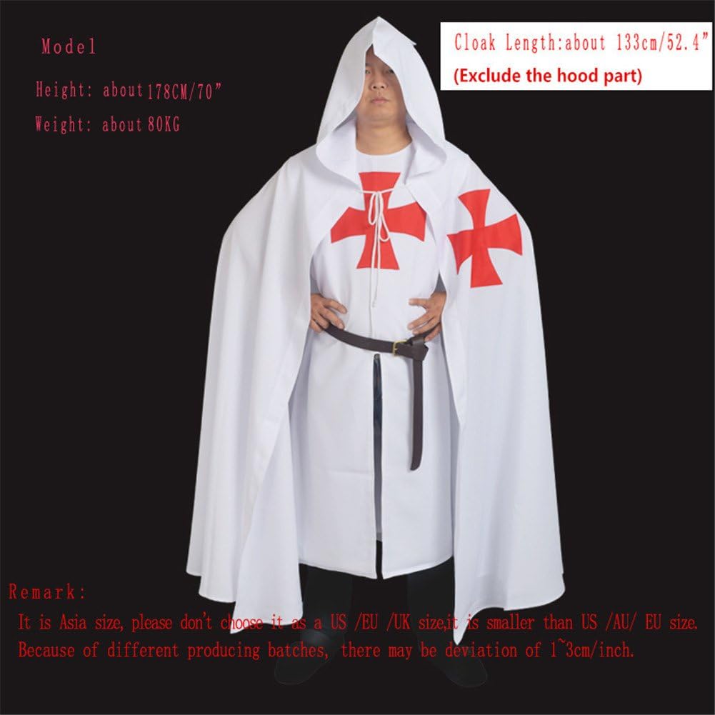 BLESSUME Medieval Knight Tunic Cloak Belt Cosplay Costume Set - Image 2