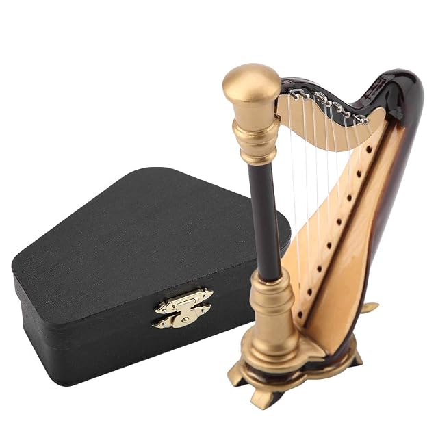 Instrumento musical de arpa réplica de madera para arpa en miniatura con modelo de instrumento adornos regalos
