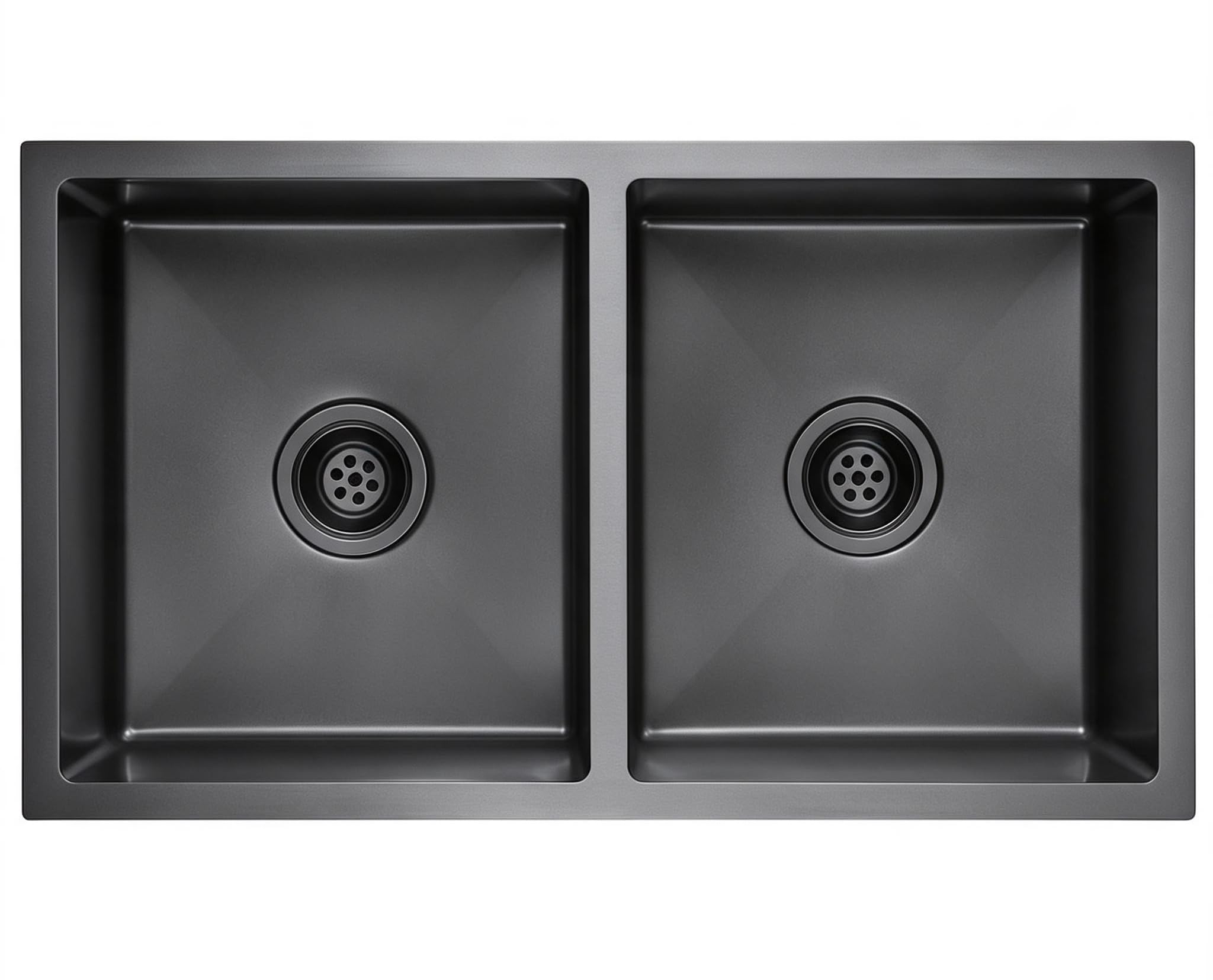 RUMO 8044 Nano Black Honeycomb Double Bowl Undermount - top Mount Kitchen Sink 800 x 440mm Quality Includes Wastes
