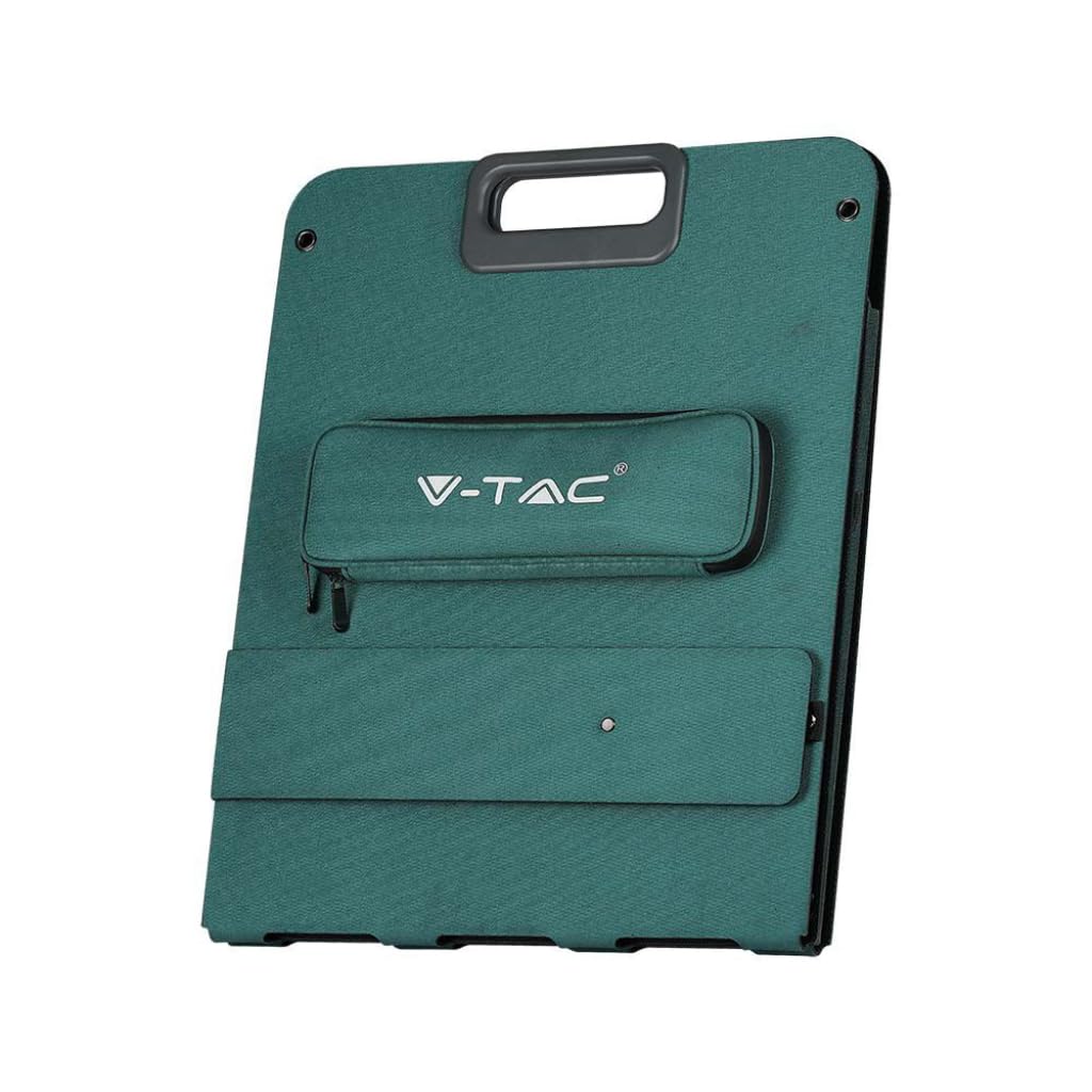 V-TAC Panneau solaire photovoltaïque portable pliable universel – 80 W – Monocristallin – Charge Power Station – Câbles et connexion XT60, DC – Ports USB-A et Type-C – Étanche IP67