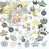 stino 100 G Metal Crown Charms for Jewelry Making, Vintage Antique Charms for Bracelet, Necklace, Earrings DIY Crafts (Crown)
