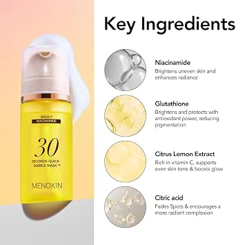 MENOKIN 30 Seconds Bubble Mask BRIGHT, Niacinamide Face Mask, 2.36 fl oz