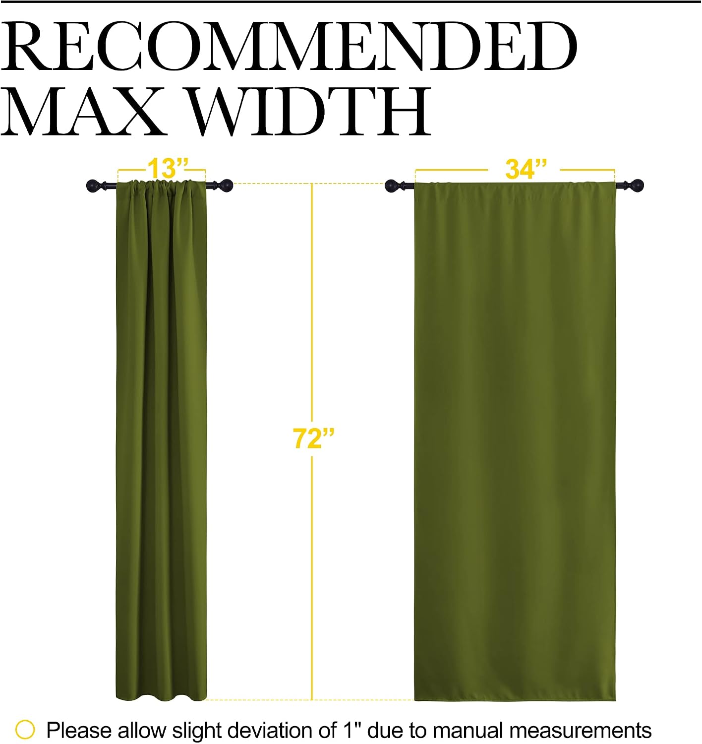 NICETOWN Blackout Christmas Curtains for Living Curtains, Bedroom Draperies with Rod Pocket, Nursery Essential Thermal Insulated Blackout Panels for Small Window (Olive Green, 1 Pair, 34 x 72)
