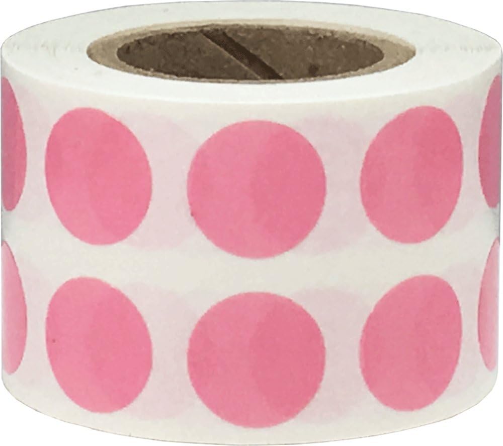 Pink 1/2" Inch Transparent Color Coding Labels, 1,000 Total Adhesive Stickers On A Roll, Ideal for Planners, Journals, Mailing Seals and Crafting Ideas