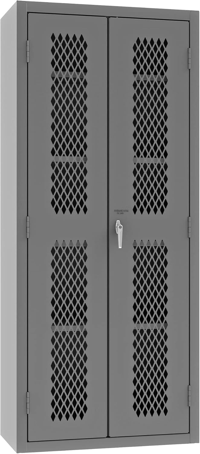Durham Heavy Duty Welded 14 Gauge Steel Ventilated Cabinet, EMDC-361884-95, 900 lbs Capacity, 18" Length x 36" Width x 84" Height, 4 Shelves