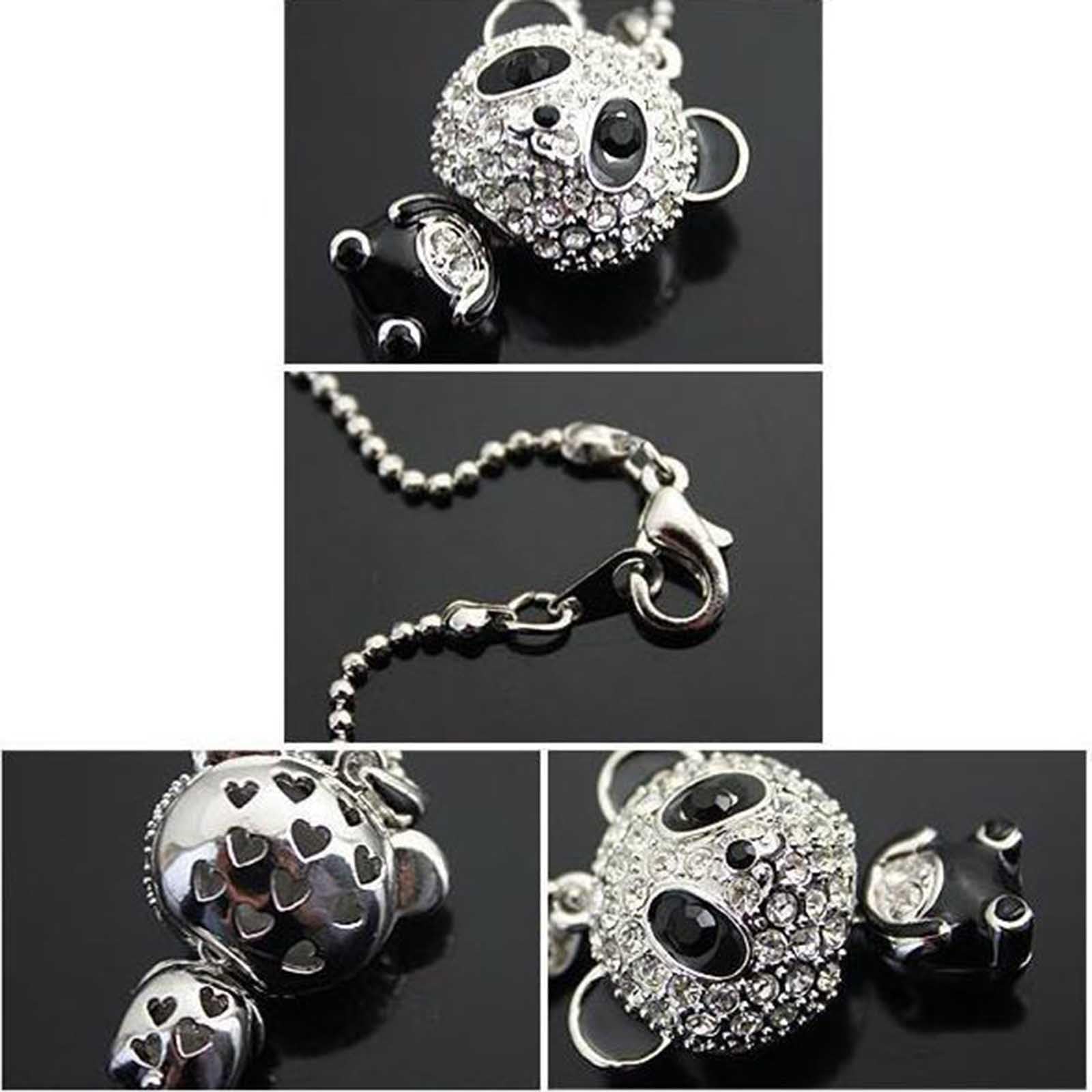 Yienate Collana Panda di Cristallo Girocollo Panda Argento Cuore Nero Collana Pendente Orso di Cristallo Catena Panda Collana d'Amore Charm Simpatico Animale Cristallo Gioielli per Donne Ragazze