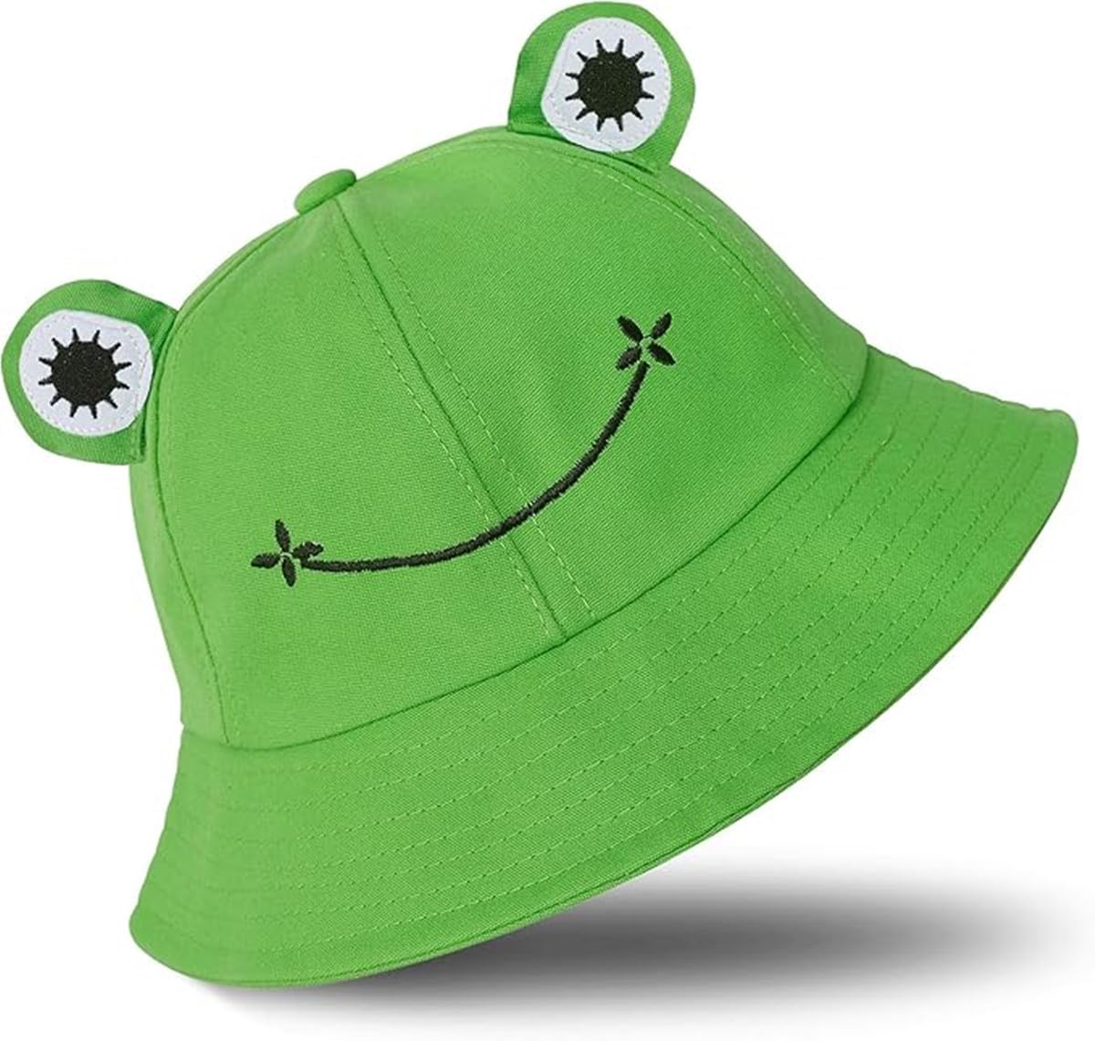 Fufumin Women's Green Frog Bucket Hat Cute Cotton Wide Brim Fisherman Sun Hat For Adult Girls