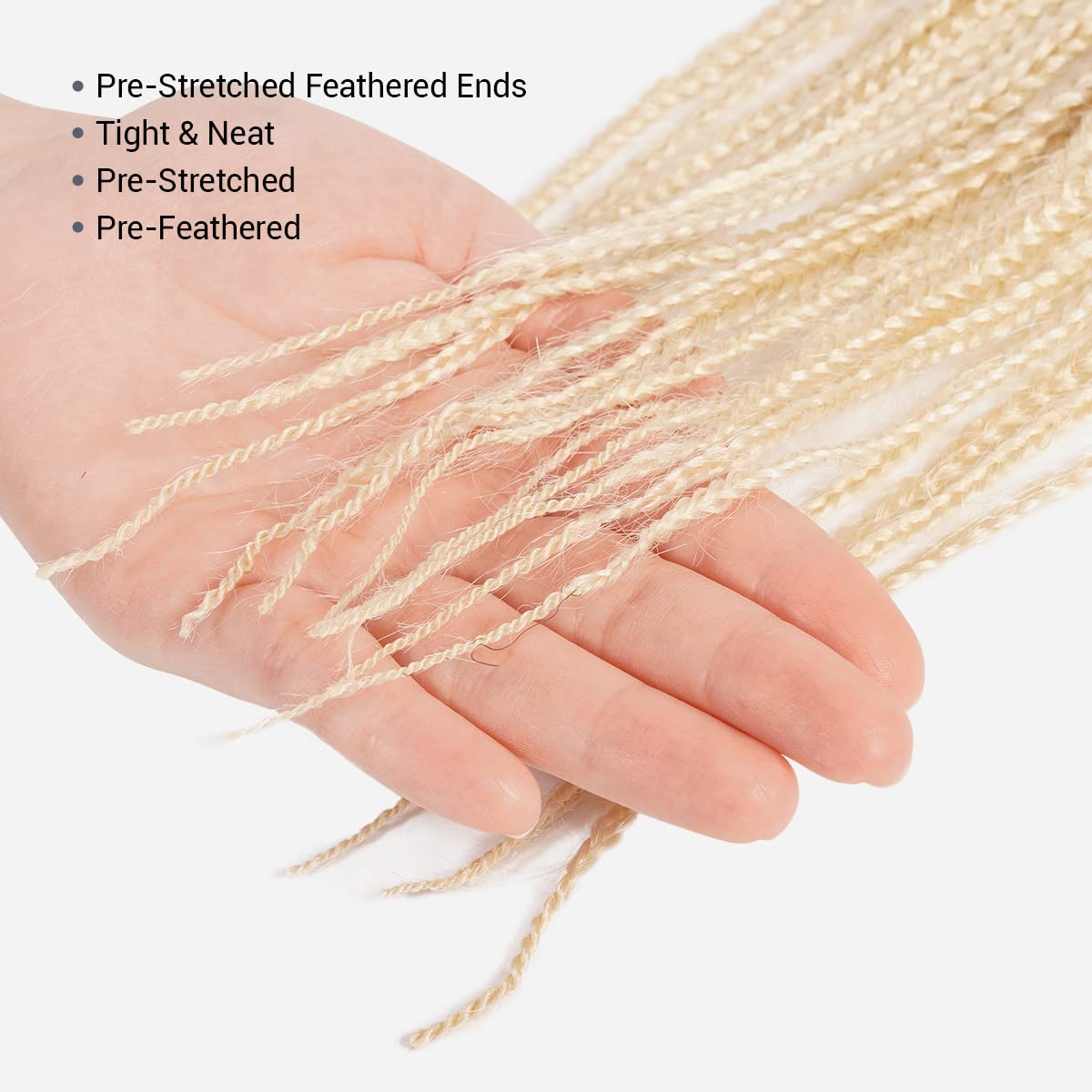38 Inch 7 Pack AU-THEN-TIC Box Braid Crochet Hair Crochet Box Braids Hair Mambo Twist Braiding Pre-Stretched Pre Looped Synthetic Hair Extensions (38 Inch (Pack of 7), 613 (Champayne Blonde))