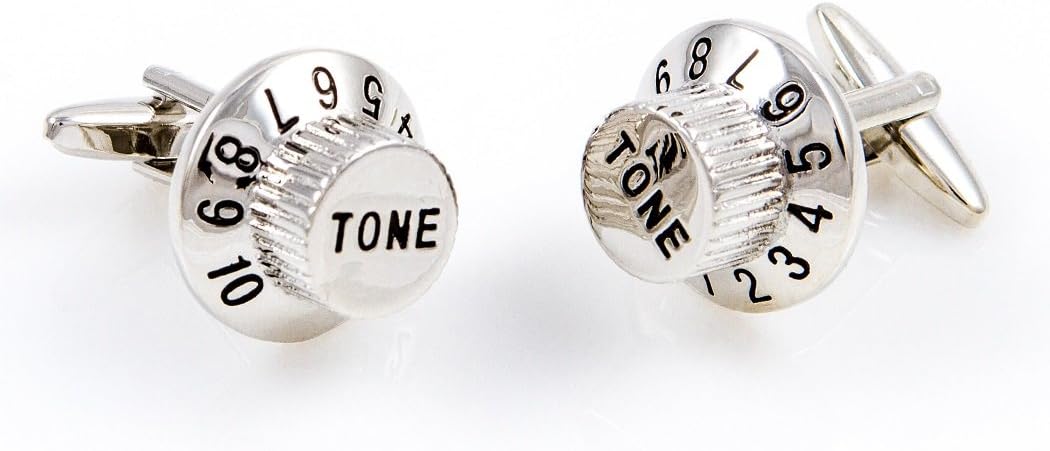 MRCUFF Guitar Stereo Radio Tone Volume Knob Retro Telephone Dial Music Pair Cufflinks in Presentation Gift Box & Polishing Cloth