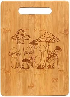 Bamboo Wood Cutting Board Mushrooms