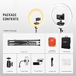 NEEWER RP18B Pro Lumière de l'anneau 18" avec support de trépied et support de téléphone compatible avec iPhone, 45W 2900K-7000K App Control Nettoying Cloth, Selfie Video Recording Maquillage Studio Streaming Lighting, Noir
