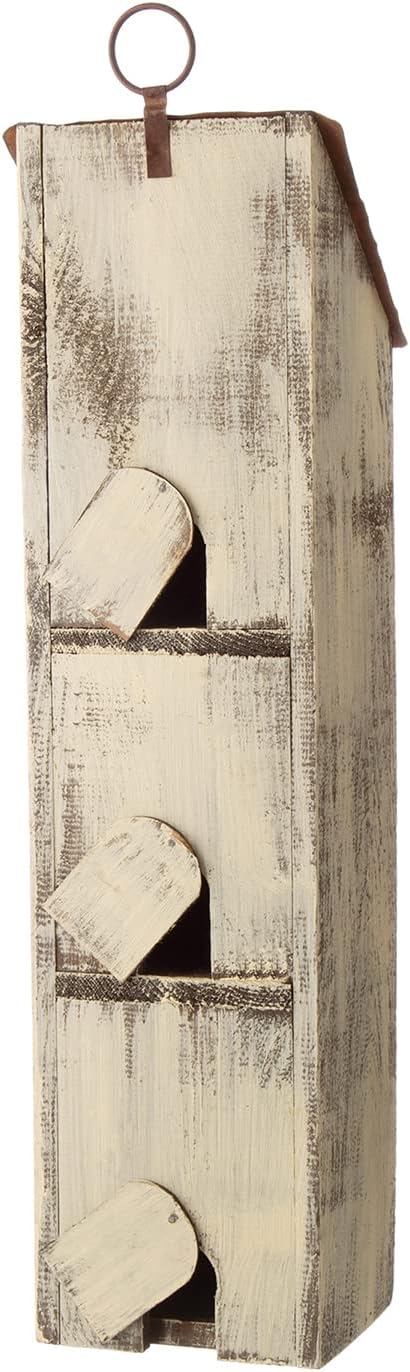Glitzhome Hanging Birdhouses for Outdoors, 17.95" H Distressed Three-Story Solid Wood Cottage Garden Birdhouse with Shutter Texture Decorative Bird Houses for Outside